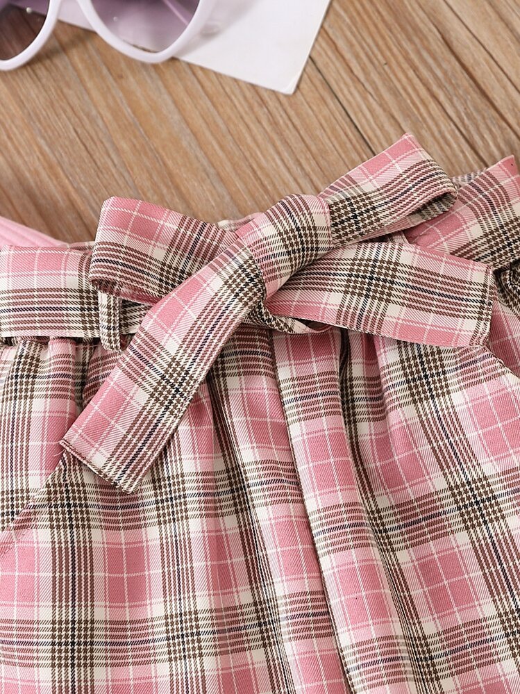Bộ thời trang bé gái Xù Gân đan Sọc ca rô Giải trí - Hồng - Xem 6
