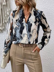 SHEIN Clasi Blusa con estampado - Multicolor - Ver 1