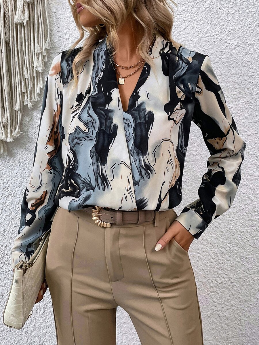 SHEIN Clasi Blusa con estampado - Multicolor - Ver 1