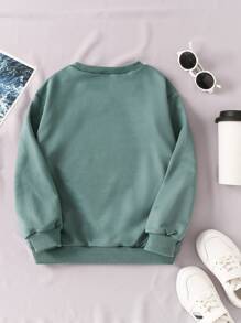 Girls Cup Print Sweatshirt - Dark Green - View 2