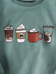 Girls Cup Print Sweatshirt - Dark Green - View 3