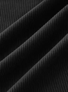 ROMWE Solid Ruched Crop Tee, Going Out Top - Black - View 3