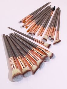 20 piezas Juego de brochas de cosmética de fibra, herramientas de maquillaje facial de belleza completa para ojos, brochas de maquillaje, juego de brochas, kit de brochas de maquillaje, juego de maquillaje completo, set de brochas de maquillaje, kit de maquillaje completo, kit de brochas, set de brochas de maquillaje, set de regalo de maquillaje, set - Café integral - Ver 5