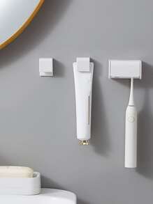 1 件普通壁挂式多功能牙刷架，浴室牙膏架 - 白色 - 查看 3