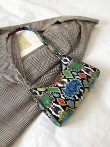 蛇皮紋人造漆皮法棍包 - 彩色 - 查看 1