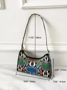 蛇皮紋人造漆皮法棍包 - 彩色 - 查看 3