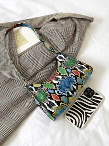 蛇皮紋人造漆皮法棍包 - 彩色 - 查看 4