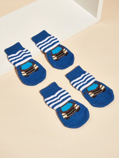 2 pares Meias impressão de carro respirável animal de estimação