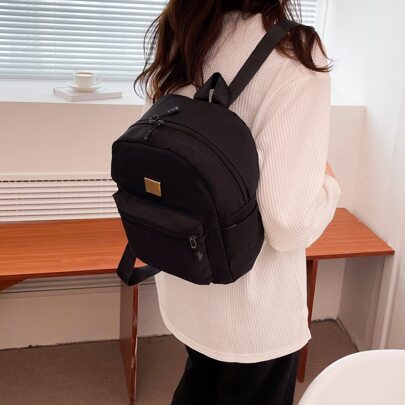 Metal Detail Functional Backpack