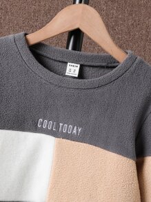 Boys Letter Embroidery Colourblock Sweatshirt Without Shirt - Multicolor - View 4