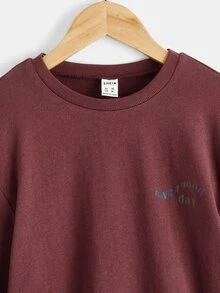 SHEIN Girls Reflective Cartoon Graphic Drop Shoulder Pullover - Redwood - View 5