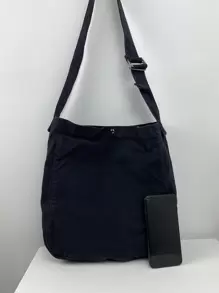 Túi vải đeo vai giải trí màu trơn thời trang Unisex, túi đeo vai cho trường học - màu đen - Xem 5