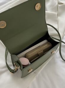 Túi vuông có nắp vuông nhỏ gọn, đơn giản dành cho doanh nhân dành cho nữ tuổi teen Sinh viên đại học, tân binh và nhân viên cổ trắng Hoàn hảo cho văn phòng, trường đại học, công việc, kinh doanh, đi làm, ngoài trời, du lịch, đi chơi - xanh quân đội - Xem 4