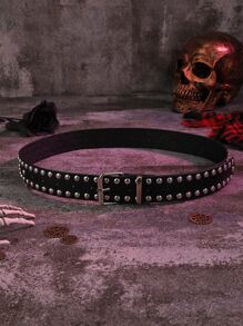 1 Pieza Cinturón De Cintura Para Damas Con Pentagrama Punk De Metal Y Cuentas Y2k, Adecuado Para Uso Diario Y Fiestas - Negro - Ver 4