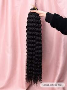 Deep Wave Crochet Hair 32Inch Pink & Gold Ocean Wave Braiding Hair For Women Orange Color Synthetic Curly Crochet Hair Extensions Wavy Braiding Hair Crochet Braids - Black - View 2