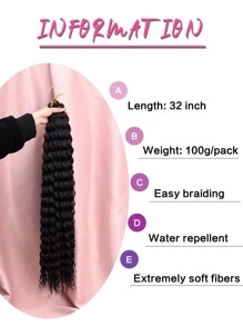 Deep Wave Crochet Hair 32Inch Pink & Gold Ocean Wave Braiding Hair For Women Orange Color Synthetic Curly Crochet Hair Extensions Wavy Braiding Hair Crochet Braids - Black - View 3