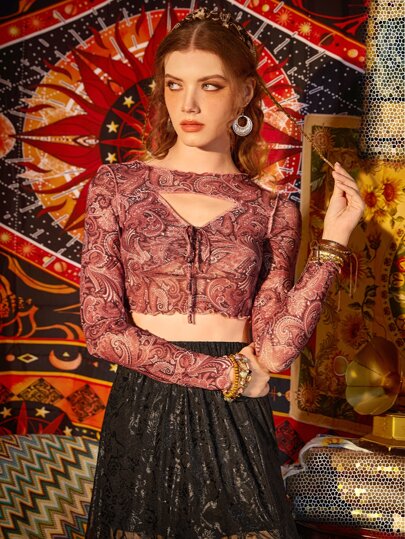 Paisley Print Cut Out Top