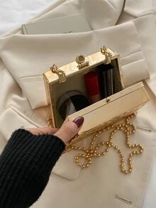 迷你鏈條盒型包 - 金色 - 查看 4