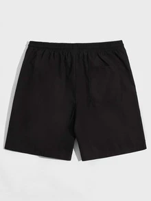 Manfinity RebelGame Loose Men's Slant Pocket Solid Color Casual Shorts - Black - View 4