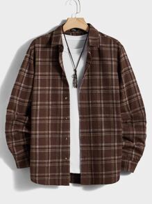 Manfinity RebelGame Men Plaid Shirt Without Tee - Coffee Brown - View 1