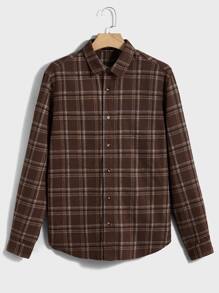 Manfinity RebelGame Men Plaid Shirt Without Tee - Coffee Brown - View 3