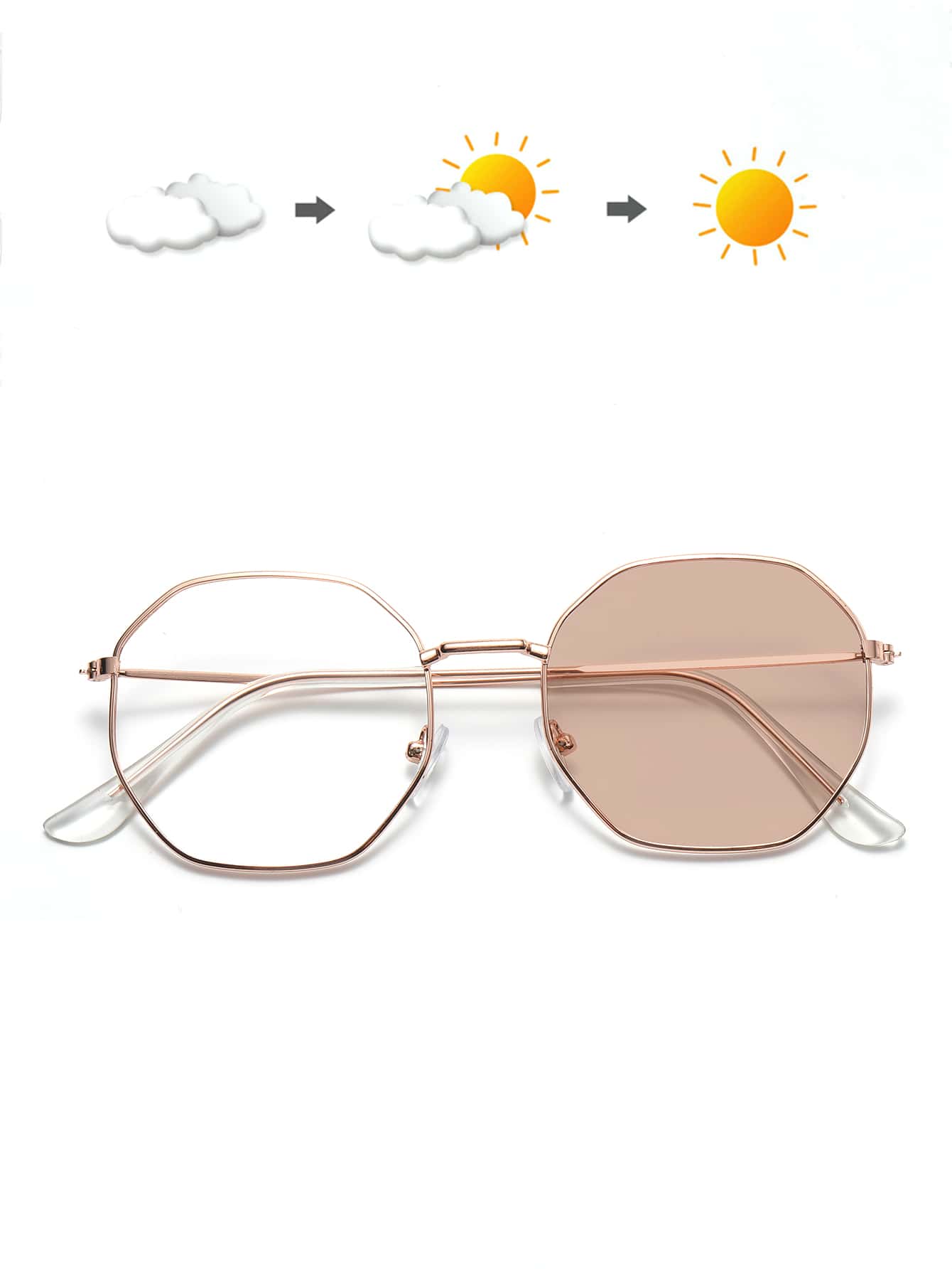 复古几何框架可变色男女通用金属时尚眼镜，经典时尚户外旅行海滩度假休闲装，夏季防晒，驾驶，电脑阅读/游戏/电视/智能手机眼镜，抗疲劳眼镜，时尚透明镜片眼镜框，男女通用时尚眼镜