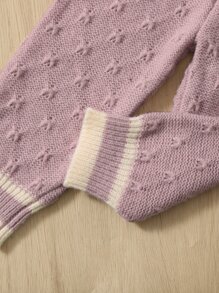 Baby Flap Detail Contrast Trim Jumper & Knit Trousers - Mauve Purple - View 4