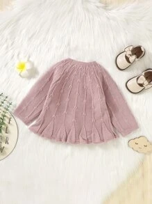 Baby Raglan Sleeve Textured Knit Cardigan - Dusty Pink - View 2