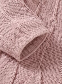 Baby Raglan Sleeve Textured Knit Cardigan - Dusty Pink - View 5