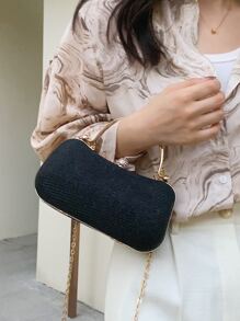 迷人閃光珠寶，亮片，奢華，閃亮迷你閃光萊茵石裝飾盒包晚宴包，派對女孩晚餐包，女士，新娘完美適合派對、婚禮、舞會、晚餐/宴會、雞尾酒 - 黑色 - 查看 6