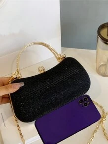 迷人閃光珠寶，亮片，奢華，閃亮迷你閃光萊茵石裝飾盒包晚宴包，派對女孩晚餐包，女士，新娘完美適合派對、婚禮、舞會、晚餐/宴會、雞尾酒 - 黑色 - 查看 7