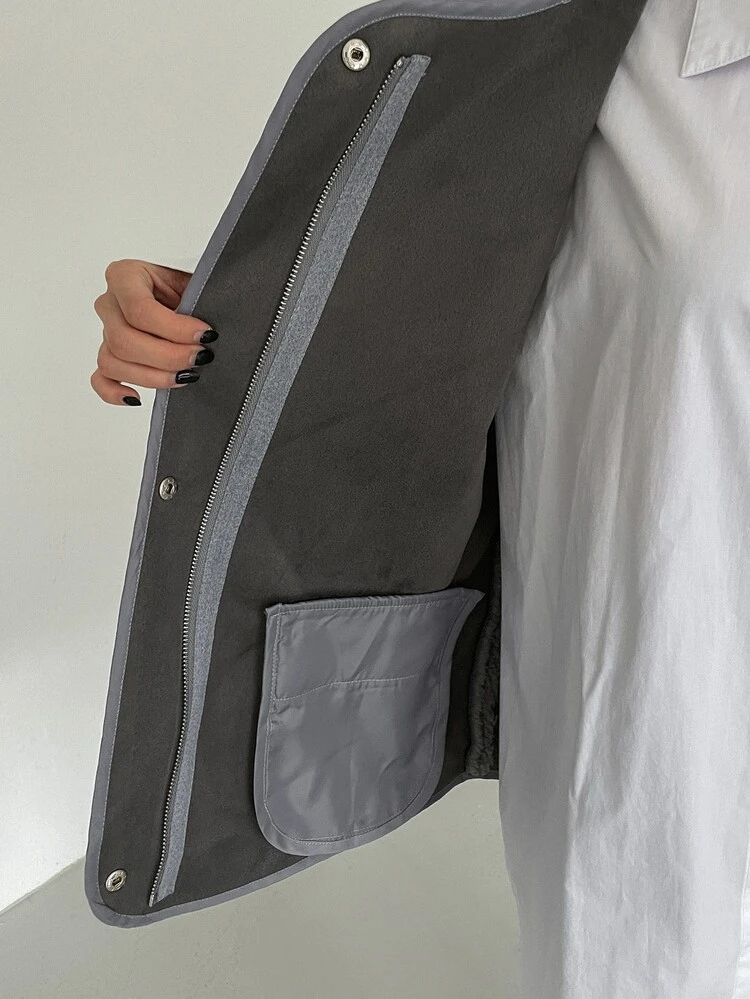 1pc Zip Up Teddy Vest Coat