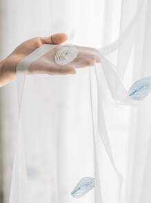 Cortina transparente panel única con bordado de flor & libélula - Multicolor - Ver 5