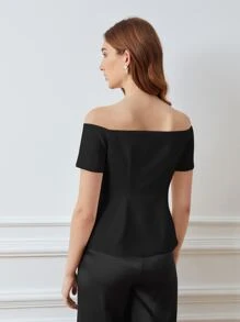PREMIUM OFF SHOULDER BLOUSE - Black - View 2