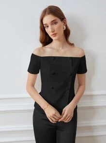 PREMIUM OFF SHOULDER BLOUSE - Black - View 4