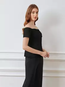 PREMIUM OFF SHOULDER BLOUSE - Black - View 5