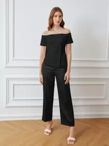 PREMIUM OFF SHOULDER BLOUSE - Black - View 6