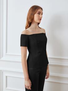 PREMIUM OFF SHOULDER BLOUSE - Black - View 7