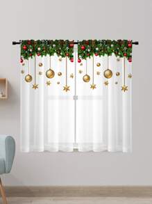 Christmas Pattern Single Panel Sheer Curtain