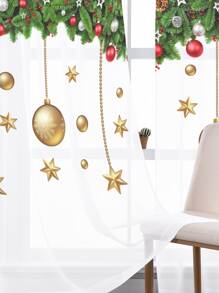 Christmas Pattern Single Panel Sheer Curtain