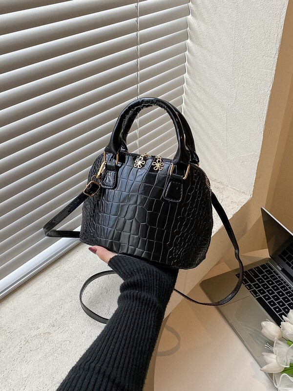 Crocodile Embossed Dome Bag SHEIN USA