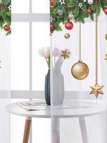 Christmas Pattern Single Panel Sheer Curtain