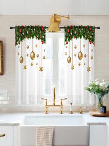 Christmas Pattern Single Panel Sheer Curtain
