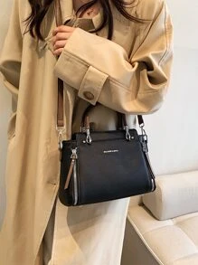 BELLEBORG Túi vuông chi tiết chữ nhỏ gọn, giản dị dành cho doanh nhân dành cho nữ, tân binh & nhân viên cổ trắng dành cho nữ tuổi teen Sinh viên đại học, tân binh & nhân viên cổ trắng Hoàn hảo cho văn phòng, đại học, công việc, kinh doanh, đi làm, ngoài trời, du lịch, đi chơi - màu đen - Xem 3