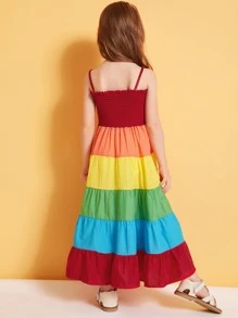 Toddler Girls Rainbow Shirred Cami Dress