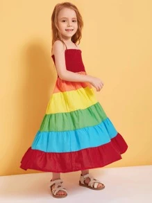 Toddler Girls Rainbow Shirred Cami Dress