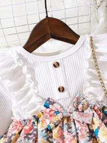 Đầm em bé Nơ Bướm Nút Xù Hoa Dễ thương - Nhiều màu - Xem 3