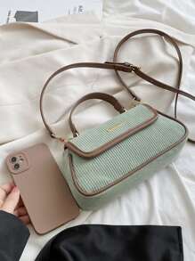 LECEY Colourblock Baguette Bag - Green - View 2