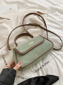 LECEY Colourblock Baguette Bag - Green - View 3