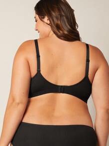 LUVLETTE Plus Natural Wireless Plunge Lounge Bra - Black - View 3